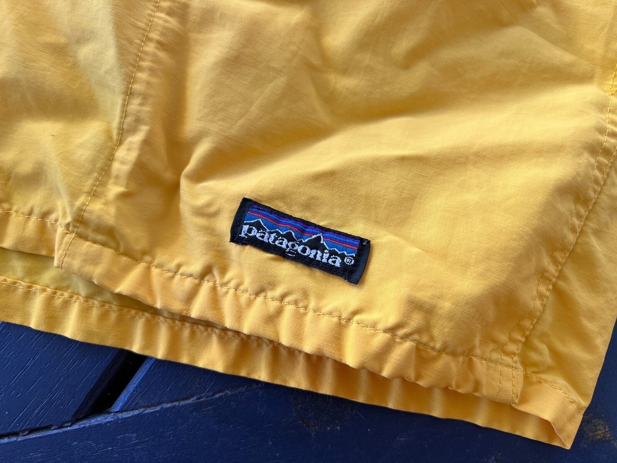 Vintage 90s Mens PATAGONIA Yellow Lined Baggies Swim Trunks Shorts