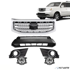 For 2012-2015 Honda Pilot Front Bumper Upper & Lower Grille & Pair Fog Light Kit