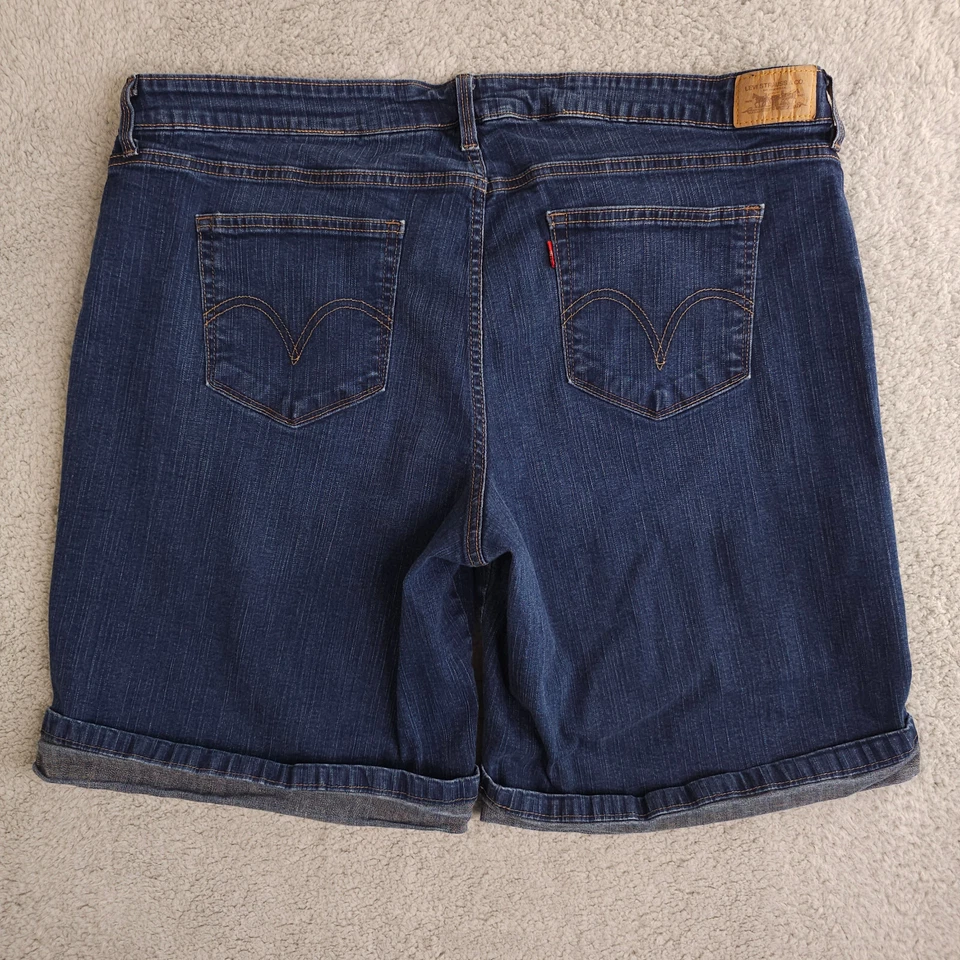 Pantalones Cortos de Jean Levis 512 Mujer 24W Plus Azul Perfectamente Formados Puños Bermudas Denim Foto 2 de 4