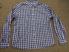 Vintage Lands End Blue Plaid Men's Button Down Shirt Size 18