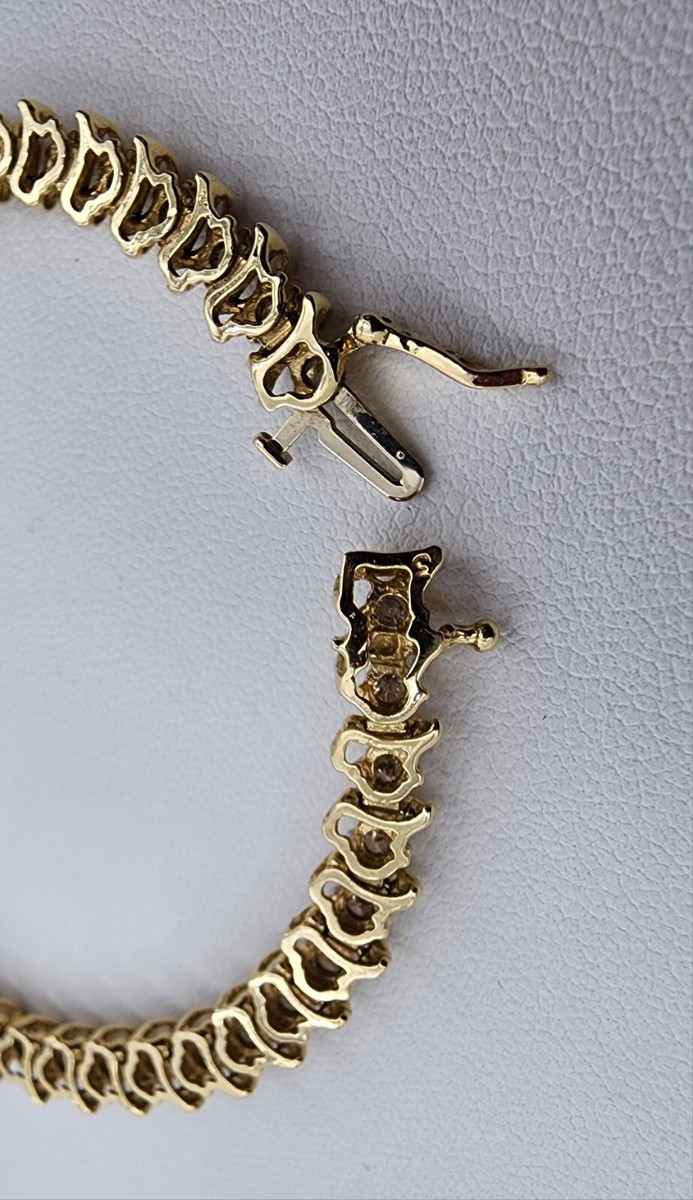 14k .585 Yellow Gold 1.26 ctw Diamond Tennis Bar 7