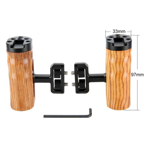 NICEYRIG 2x Universal Wooden Handle Handgrip with Cold Shoe for DSLR Camera Cage - Picture 3 of 7