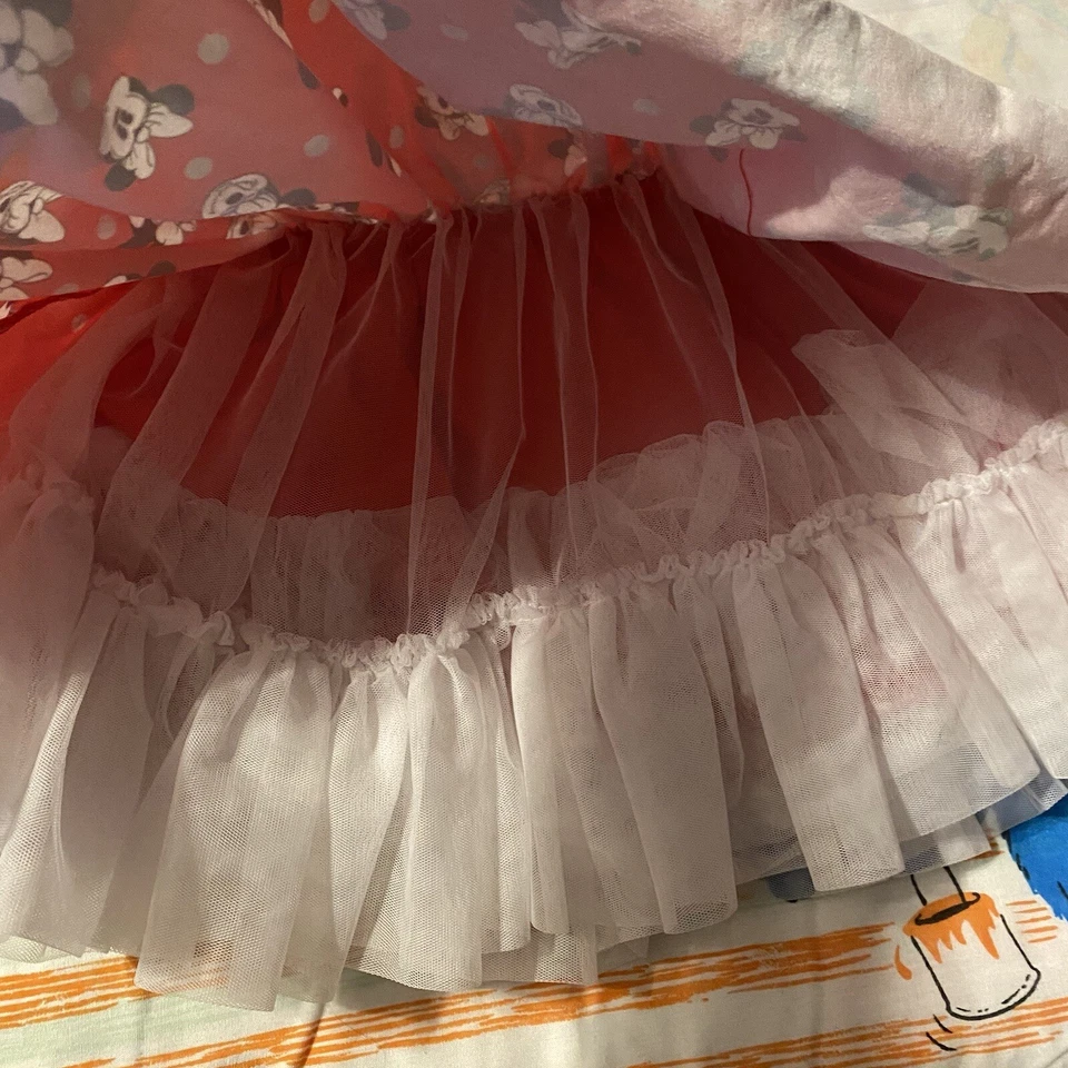 Disney Store Mickey Minnie Mouse Tutú Vacaciones Tul Vestido Niño’s Talla 3 Lunares Rojos Foto 3 de 4