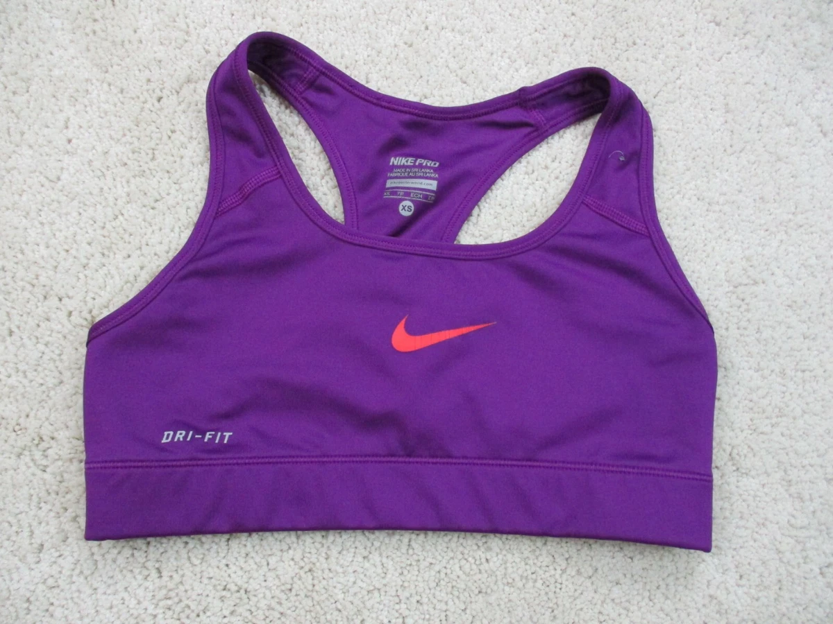 Nike Bra Women Extra Small Purple Swoosh Pull On Yoga Workout Sports Bra  Ladies