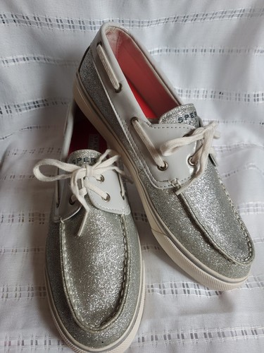 Silver Slip On Glitter Boat shoes Size 