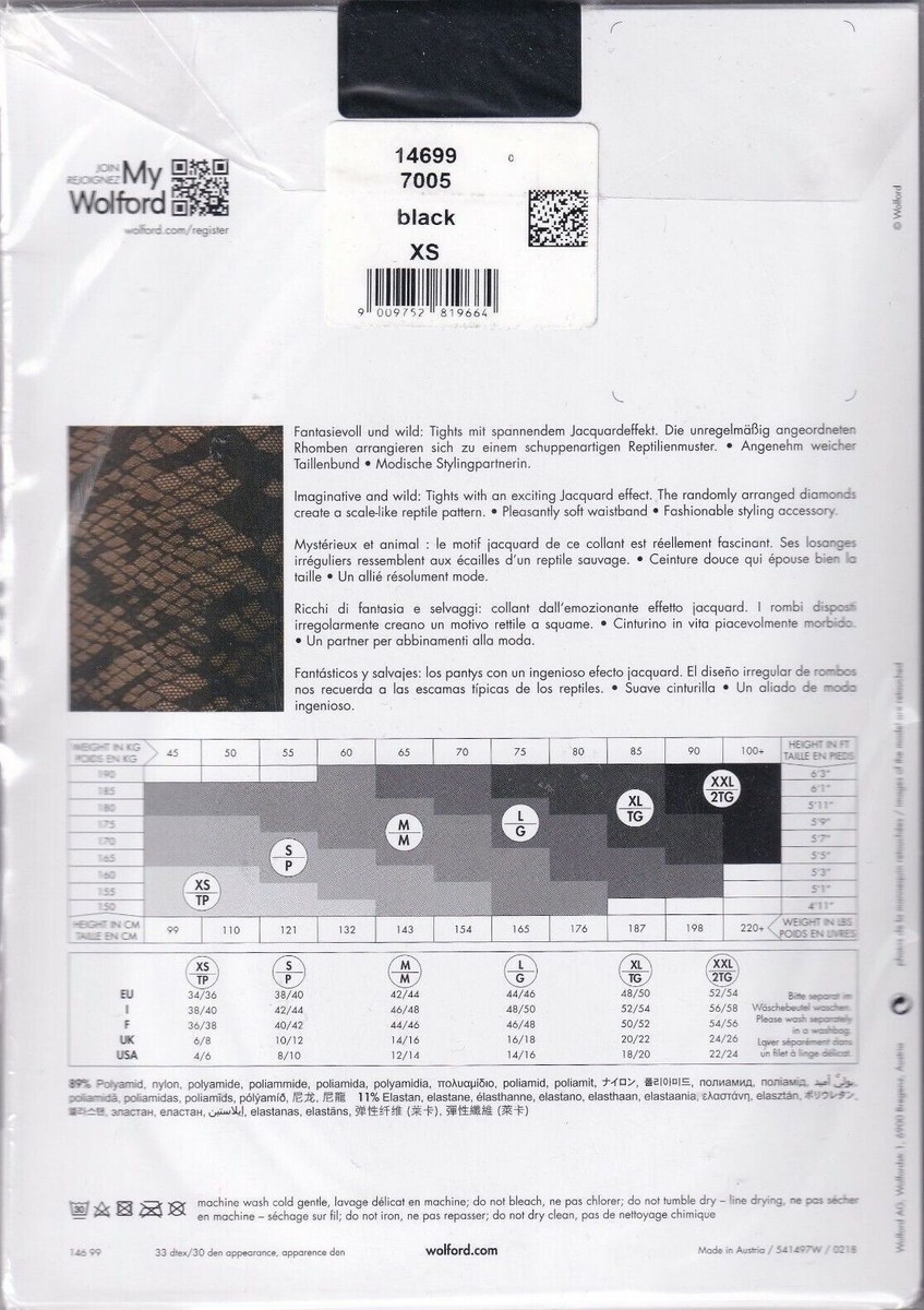 Collant WOLFORD ALBERTINA Noir - Taille XS - Neuf Avec étiquettes (Autriche)