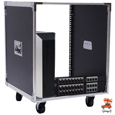 12U Cabinet Rolling Network Rack Audio Studio Video Telecom Equipment Rack Black