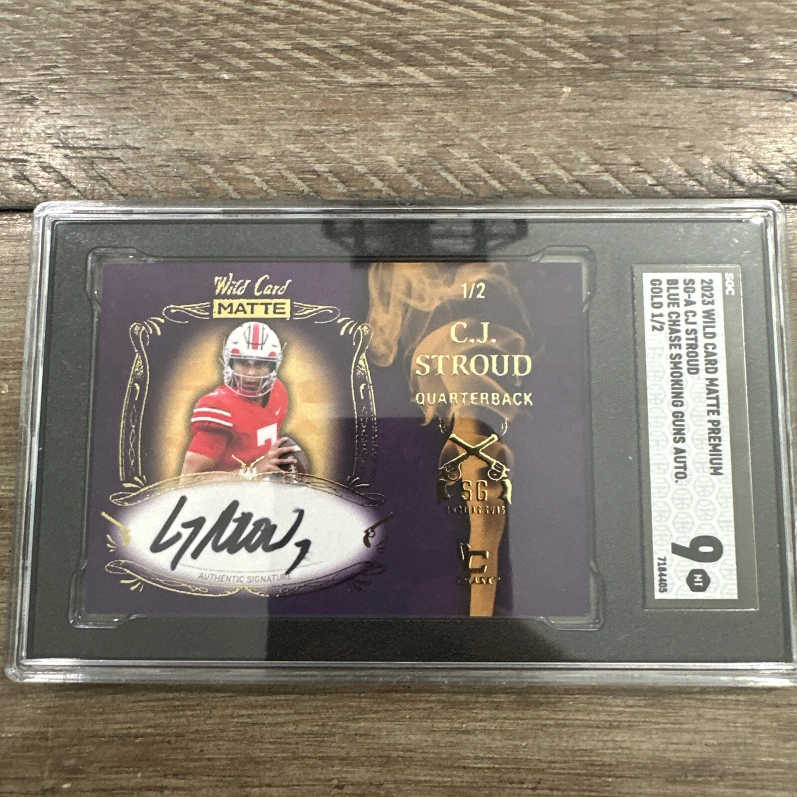 CJ Stroud Wild Card Matte Blue Premium Edition Smoking Guns Autographs #SGA Gold