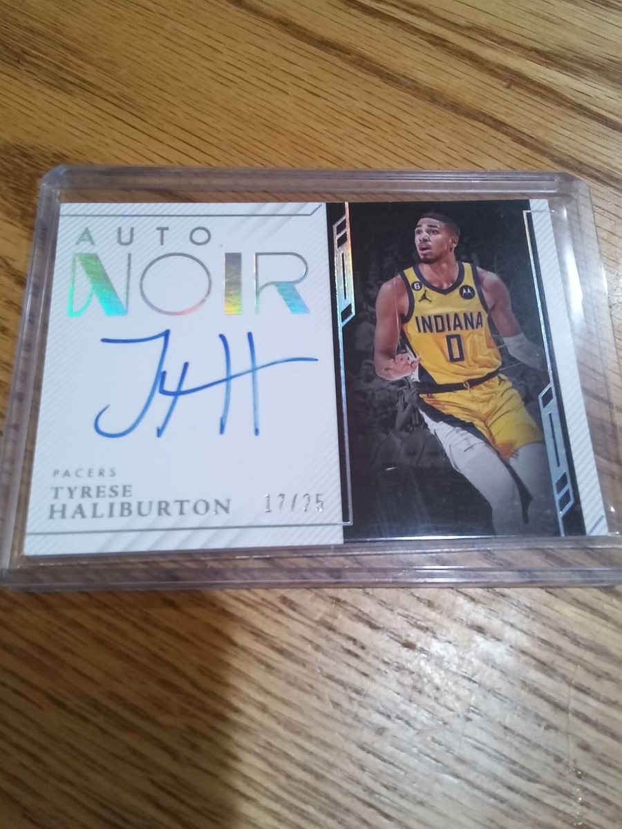 Tyrese haliburton auto, noir, panini 17/25 | eBay