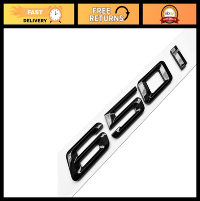 Gloss Black 3D Trunk Lid Emblem Decal Badge for BMW 6 Series - Adhesive Backing