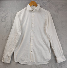 Borrelli Napoli Dress Shirt Mens 16 41 White Solid Made In Italy Cotton
