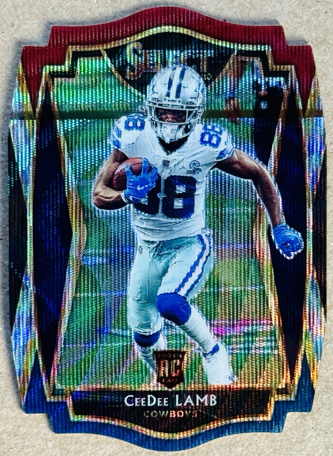 2020 PANINI SELECT CEEDEE LAMB RC TRI-COLOR DIE-CUT PRIZM #157 NM PREMIER LEVEL