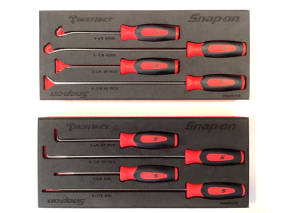#ad Snap On 8 Piece RED Soft Grip Long And Short Pick And Awl Set Foam Tray MINT $279.95