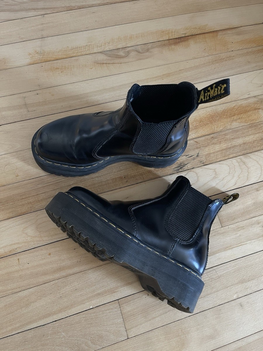 Dr. Martens 2976 Quad Platform Chelsea Boots Black Leather Women's