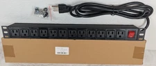 BTU - 12 Outlet Power Strip 6FT Cord Black Rack Mountable Surge Protector 19in