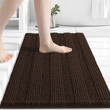 Grandaily Chenille Striped 30x20 Bathroom Rug - Extra Thick, Absorbent Bath Mat