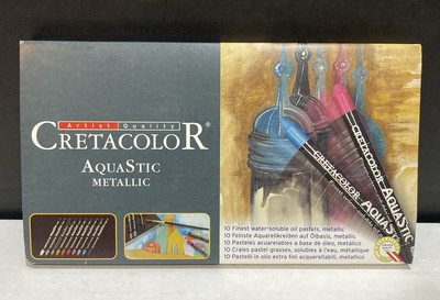 CRETACOLOR Artists Watercolour Metallic Soft Oil Pastels Tin Set Glass Clay Art