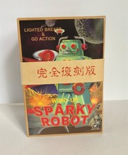 ICHIKO Blue Sparky Robot Tin Toy Wind-Up Showa Retro Toy Reprint Made in Japan