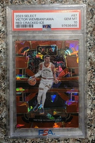 🏀2023 Select #87 RC Victor Wembanyama Red Cracked Ice Prizm PSA 10🏀