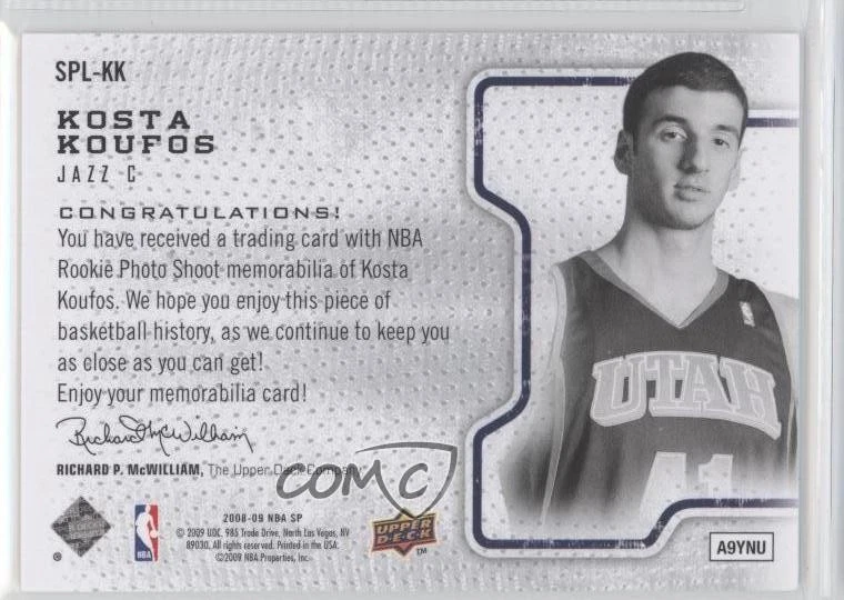 2008-09 SP SP Limited Memorabilia Kosta Koufos #SPL-KK Rookie RC - Image 2 of 2