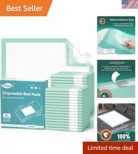 30''X36'' Heavy Absorbency Bed Pads with Adhesive for Adults, Seniors  Kids