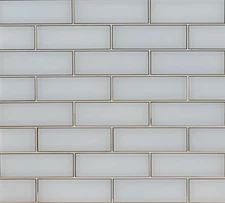Ice Bevel 4X12 Inch White-Cool Glass Subway Tile, 15 Pieces, Contemporary Style,