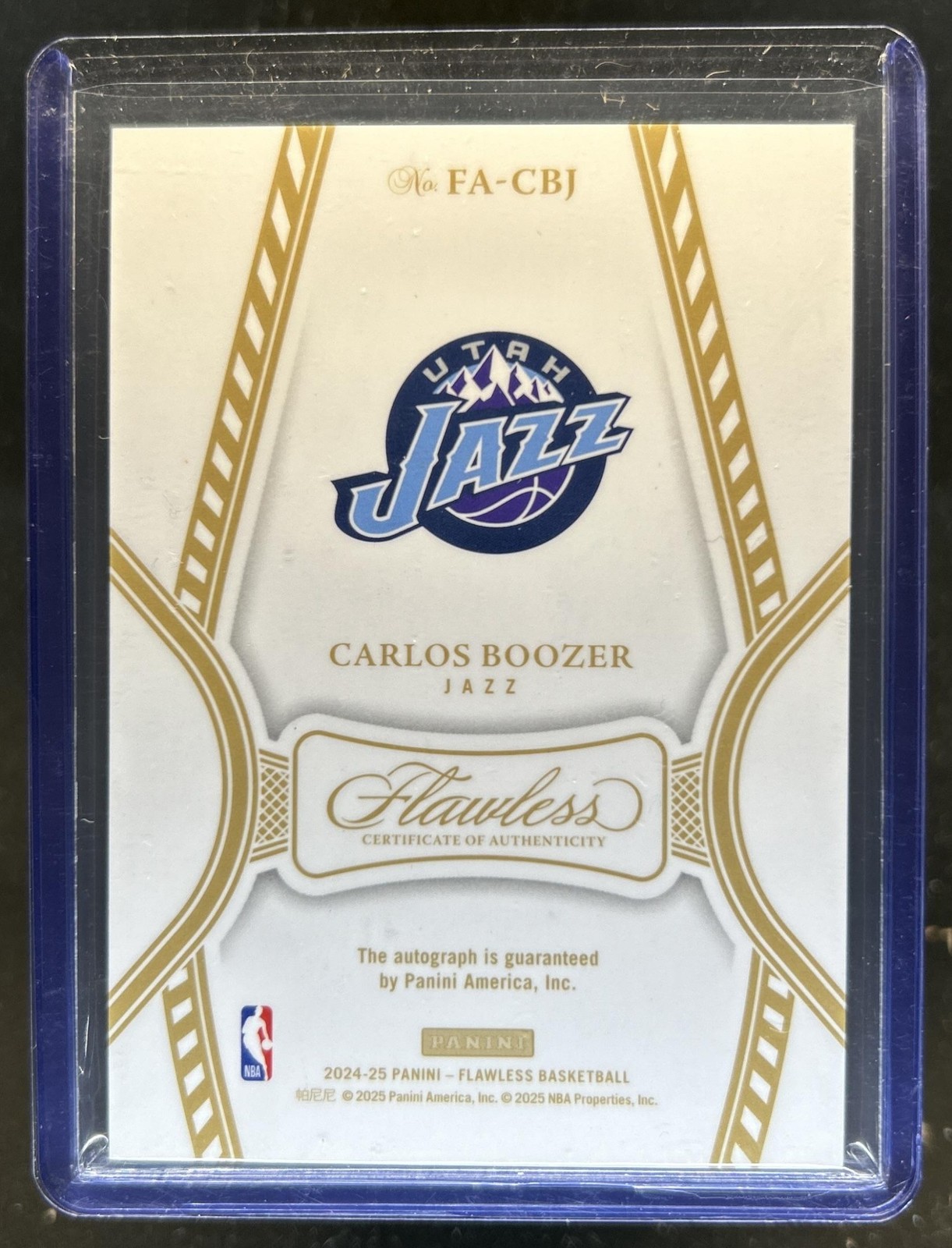 2024-25 Panini Flawless Carlos Boozer Auto Autograph Gold #/10 Jazz view 2