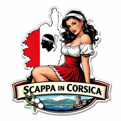CORSICA STICKER CORSICA ISLAND OF BEAUTY PINUP STICKER CZ099