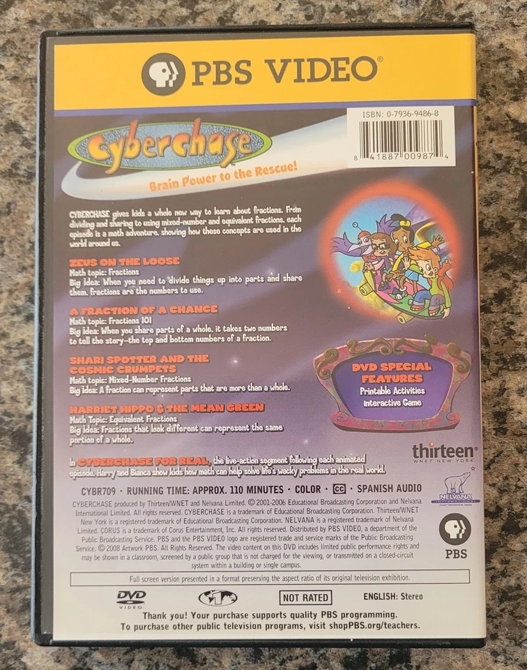 Cyberchase: Parts & Pieces Working with Fractions (2008 DVD) Brain Power To The - Image 2 of 4