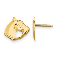 14k Yellow Gold Horse Head Stud Earrings for Women 0.32gm L-8mm, W-10mm