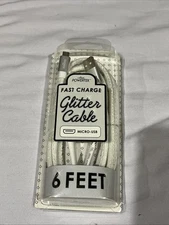 Liquipel Powertek Fast Charge Glitter Cable 6’ Feet White USB-C