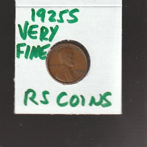 1925S  VERY FINE   LINCOLN CENT   VERY FINE  1925S  /  RS COINS #10C  FREE SHIP