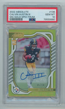 2022 Absolute Calvin Austin III Gold Spectrum Rookie Auto 5/10 PSA 10 Gem Mint