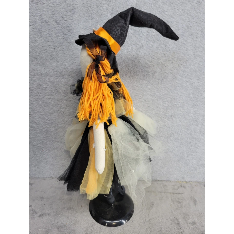 Muñeca Bruja Halloween Sombrero Negro Pelo Naranja Decoración del Hogar Decorativo 21" Alto Foto 3 de 4
