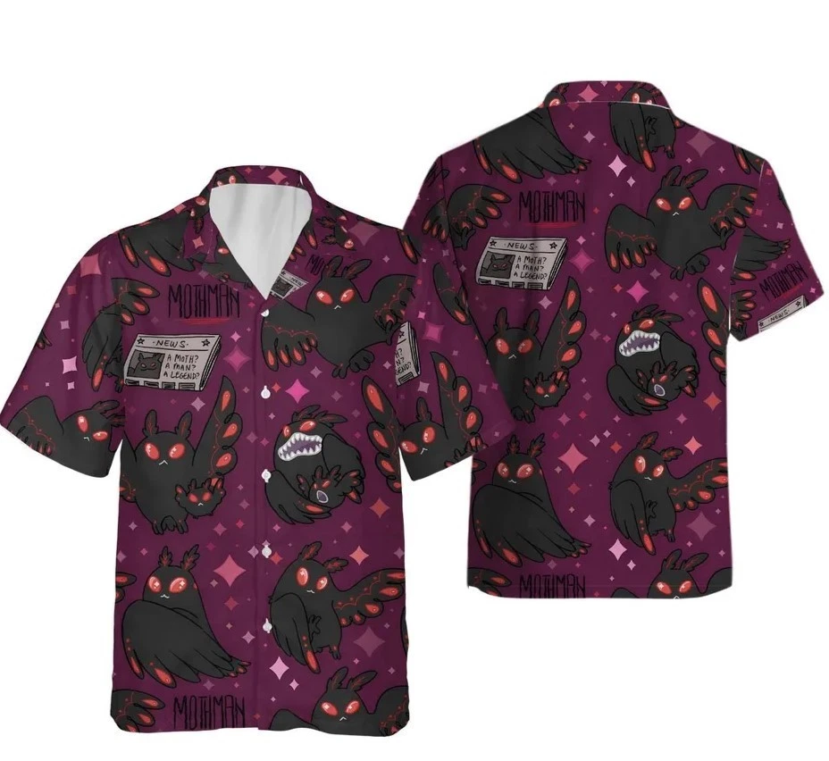 Mothman Hawaii Shirt, Mothman Monster Cryptid Hawaiian Shirt