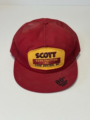 Vintage Scott Construction Trucker Hat Lake Delton WI 80th Season 2005 Red 