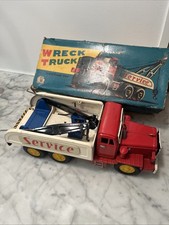 Vintage tin toy Service Wrecker made in Japan by SSS Complete w/ Box - 1950s