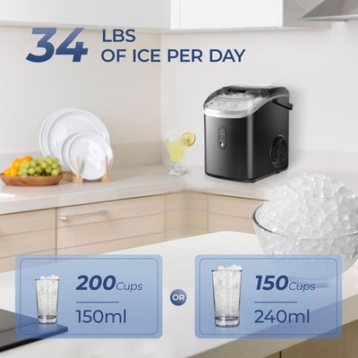 Simzlife ZX-IM-12S-S Nugget Ice Maker Countertop with Handle