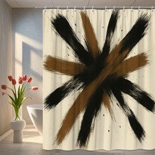 Modern Black and Brown Abstract Shower Curtain for Home Decor