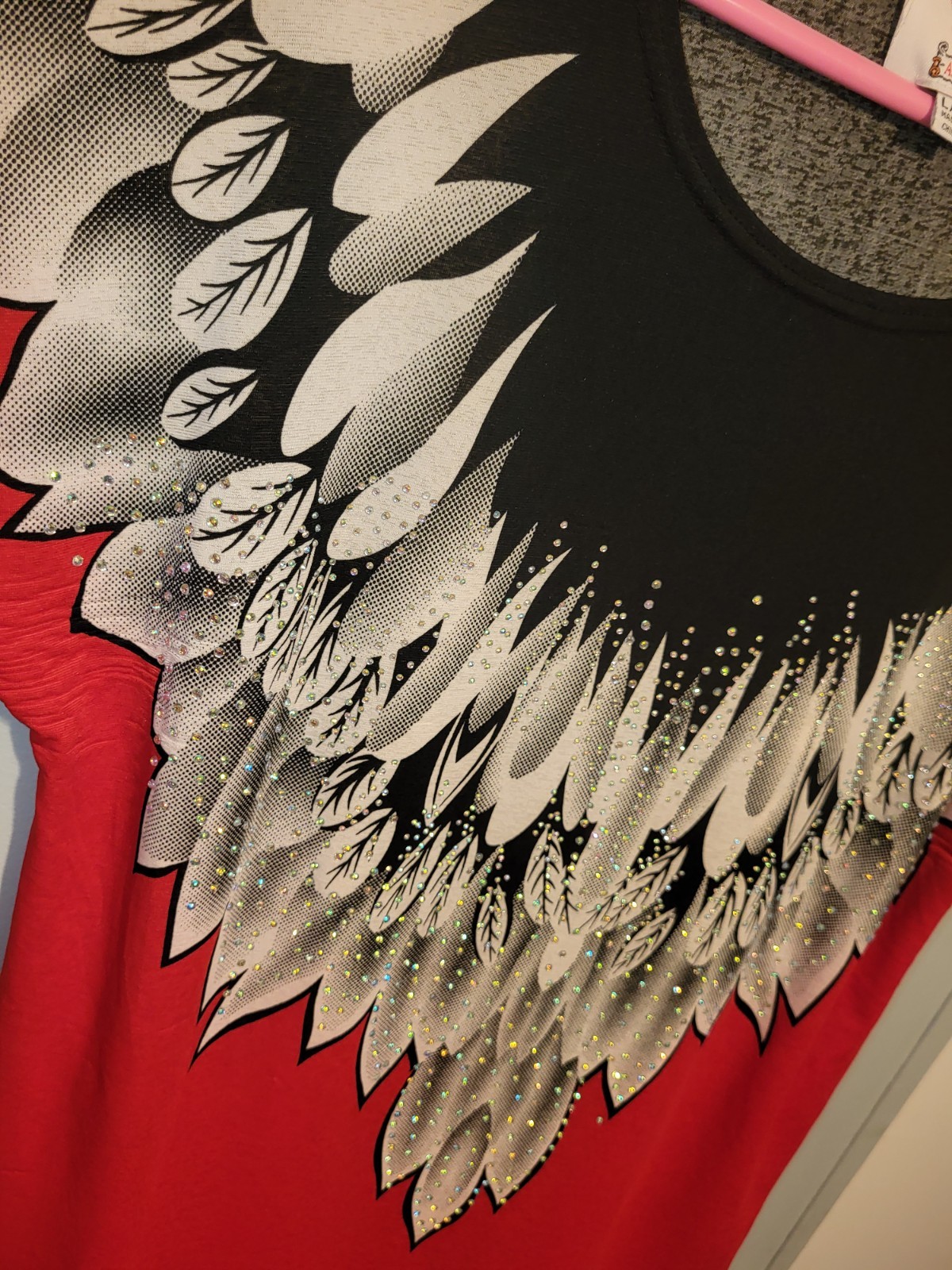 Ameri Mode Womens Red Feathers rhinestone Crystal… - image 2