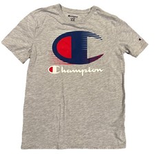 Champion T-shirt Youth Size L 14/16 Gray Logo Free Shipping