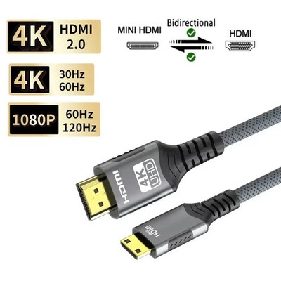 4K 60Hz Mini HDMI to HDMI Cable 1-10ft High Speed Compatible with DSLR Cameras