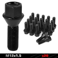 20 x Radschrauben Radbolzen Schwarz M12x1,5x26 Kegelbund SW17 BMW Mini Alufelgen