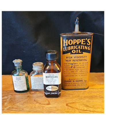 Hoppe's Vintage Gun Oil Bottle Lot with old  Bottles Collectible