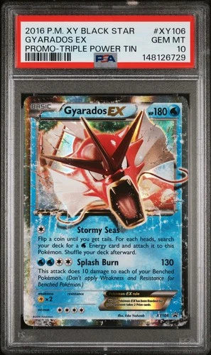 2016 POKEMON XY BLACK STAR PROMO TRIPLE POWER TIN #XY106 GYARADOS EX PSA 10