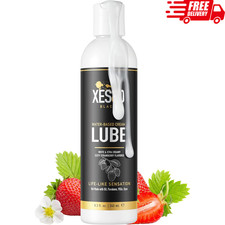 XESSO Water Based Creamy Lube, Zesty Strawberry Flavored, pH-Balanced, Sugar-Fre