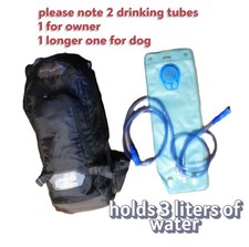 Dog hiking backpack, hold 3 liters water. 2 Drinking tubes, 1 for dog,