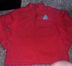 Walt Disney World 2006 Mickey Mouse Quarter Zip mock neck sweat shirt red XL