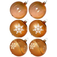 Weihnachtskugeln Mix-Box, 6 Gold Kugeln Ø 8Cm, ThüRinger Glas Weihnachtsschmuck