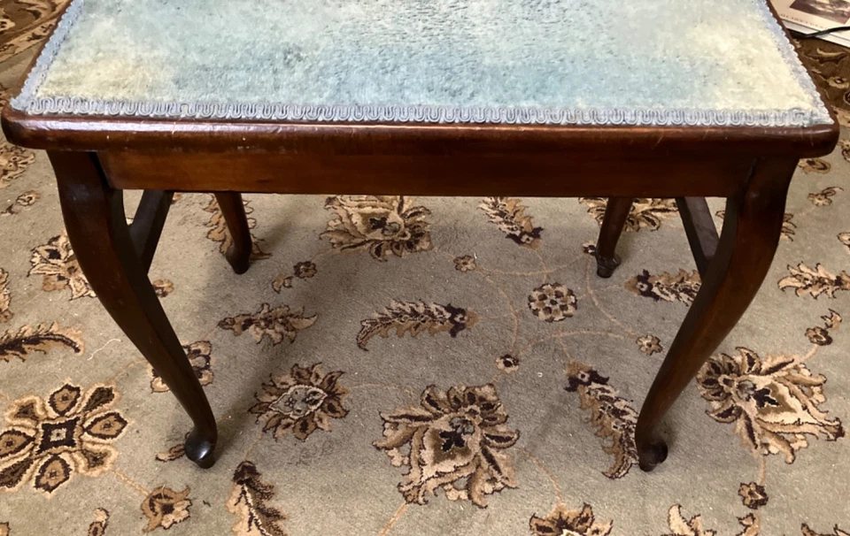 Antiguo/Vintage Tocador Taburete/Banco/Silla Hermosas Patas Curvas? Caoba Foto 4 de 4